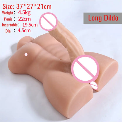 Realistic Male Torso Love Doll – 3D Muscular Half-Body with Lifelike Penis