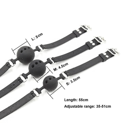 3‑Size Silicone Open‑Mouth Ball Gag – Adjustable Bondage Gag Set