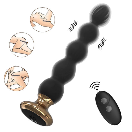 10‑Speed Remote Anal Beads & Prostate Vibrator – Wireless USB‑Rechargeable Butt Plug