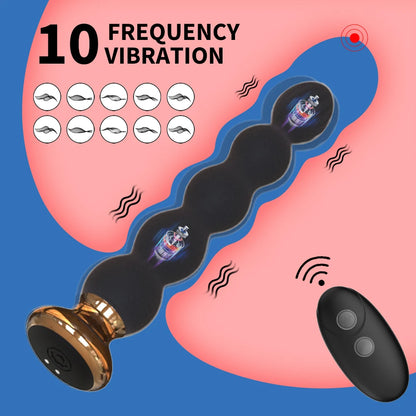 10‑Speed Remote Anal Beads & Prostate Vibrator – Wireless USB‑Rechargeable Butt Plug