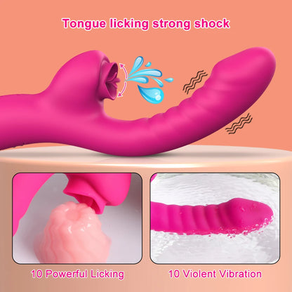 Tongue‑Licking 2‑in‑1 Vibrator – 20‑Speed Clit & G‑Spot Licker