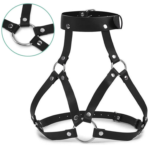 Strappy Gothic Harness Belt – Adjustable Chest & Waist Bondage Lingerie