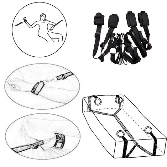 Erotic Bondage Bed Games Set – Handcuffs & Ankle Restraints Kit