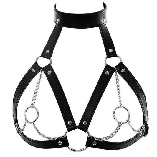 Strappy Gothic Harness Belt – Adjustable Chest & Waist Bondage Lingerie