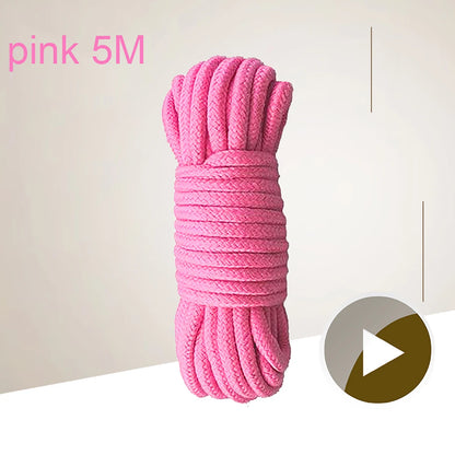 Adjustable Cotton Rope Handcuffs – Soft Multi-Color BDSM Restraints