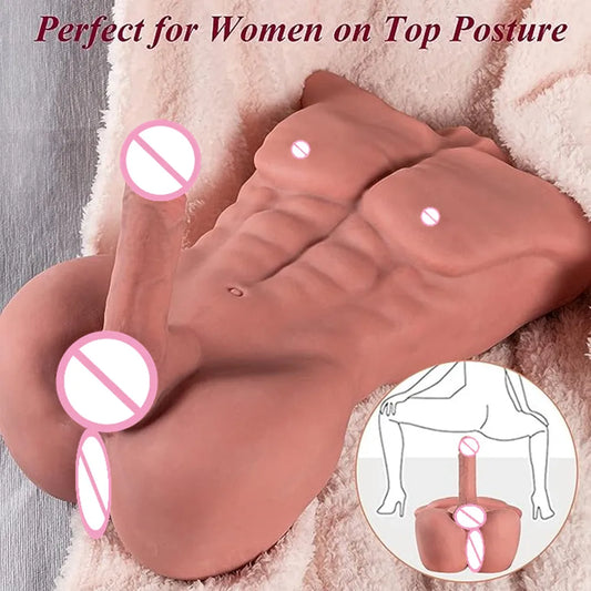 Realistic Male Torso Love Doll – 3D Muscular Half-Body with Lifelike Penis