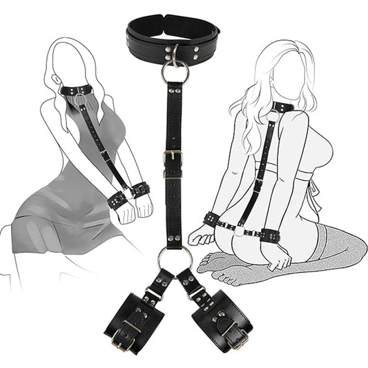 Neck‑to‑Wrist Restraint Kit – Adjustable Bondage Collar & Arm Restraints