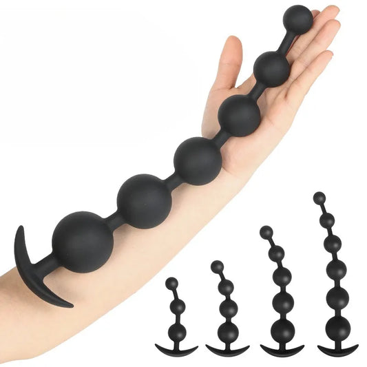 Silicone Large Anal Plug with Beads – Prostate & Anus Massager for Couples