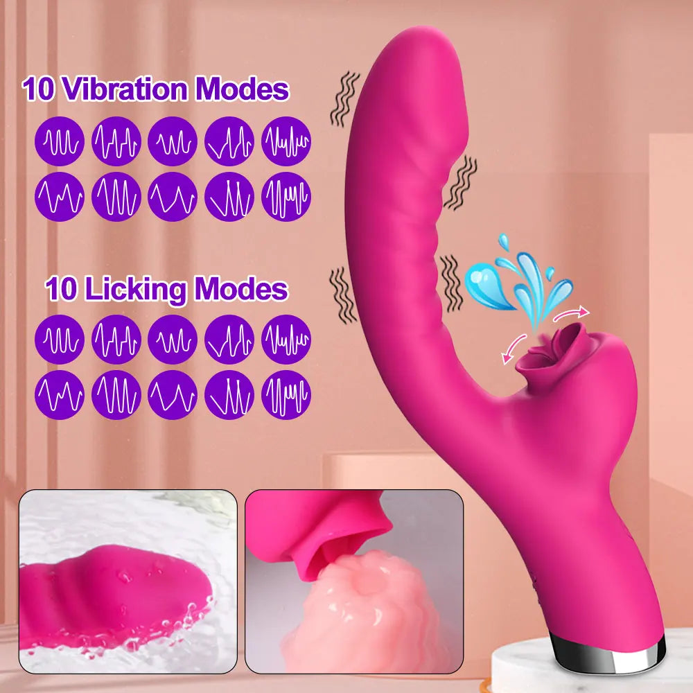 Tongue‑Licking 2‑in‑1 Vibrator – 20‑Speed Clit & G‑Spot Licker