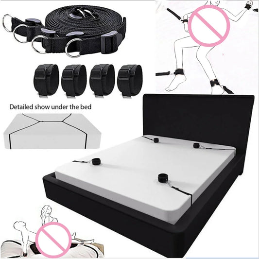 Erotic Bondage Bed Games Set – Handcuffs & Ankle Restraints Kit