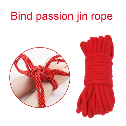 Adjustable Cotton Rope Handcuffs – Soft Multi-Color BDSM Restraints