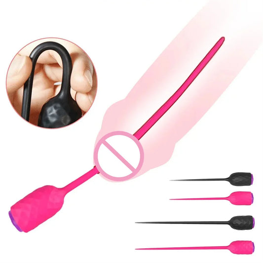 Electric Urethral Catheter Vibrator – Long Silicone Penis Plug for Prostate & Urethra Stimulation