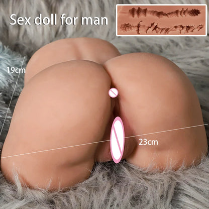 Realistic 3D Double-Channel Male Masturbator – Vagina & Anal Big Ass Sex Doll