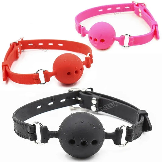 3‑Size Silicone Open‑Mouth Ball Gag – Adjustable Bondage Gag Set