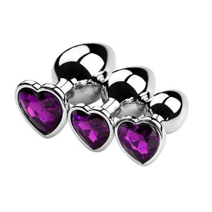 PU Diamond-Tip Metal Plug Set (S, M & L) – Sleek Weighty Anal Beginners’ Kit