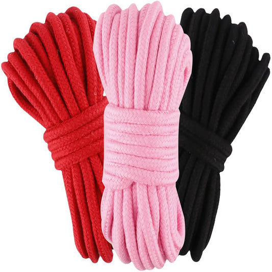 Adjustable Cotton Rope Handcuffs – Soft Multi-Color BDSM Restraints