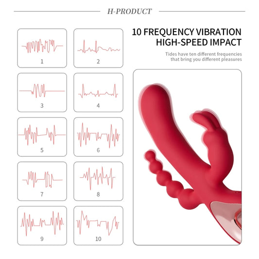 3-in-1 Rabbit Vibrator with Dildo, Clit Massager & Anal Beads – Multi-Stimulation G-Spot Sex Toy for Women