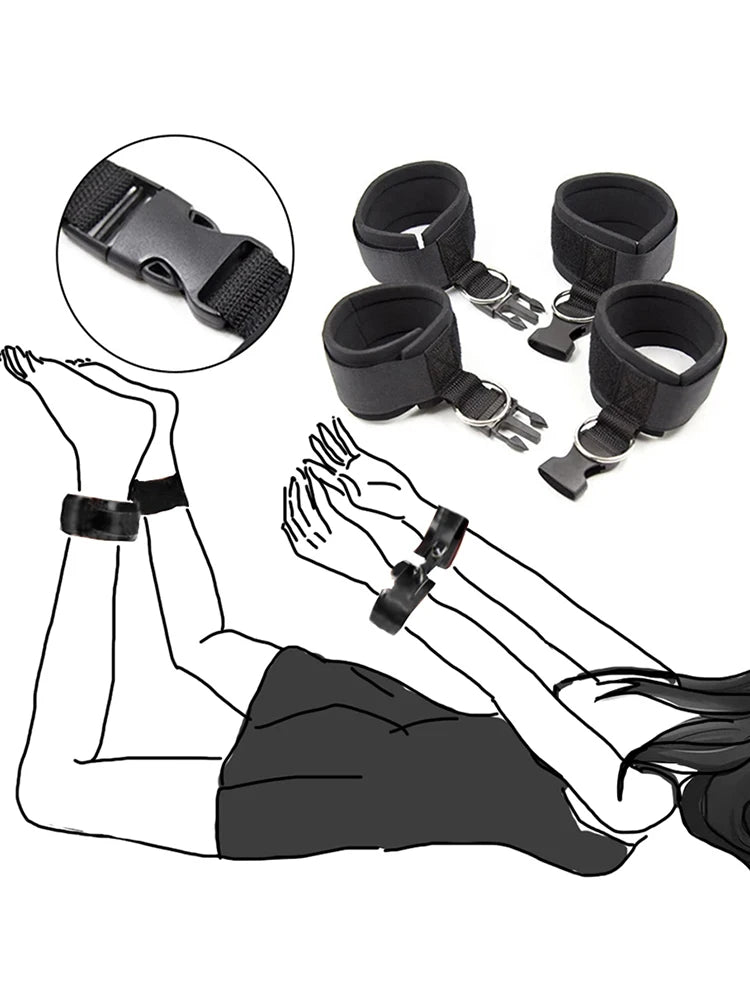 Complete Bondage Kit – Collar, Cuffs, Rope, Blindfold & Whip Set