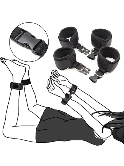 Complete Bondage Kit – Collar, Cuffs, Rope, Blindfold & Whip Set