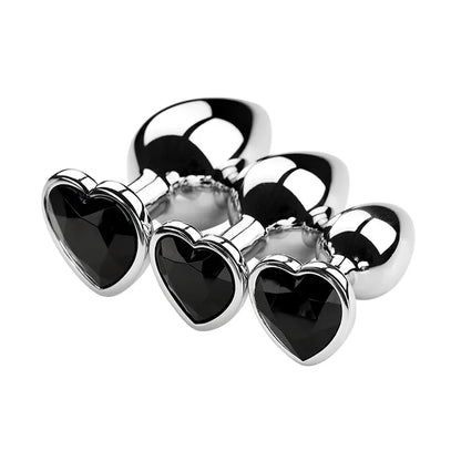 PU Diamond-Tip Metal Plug Set (S, M & L) – Sleek Weighty Anal Beginners’ Kit