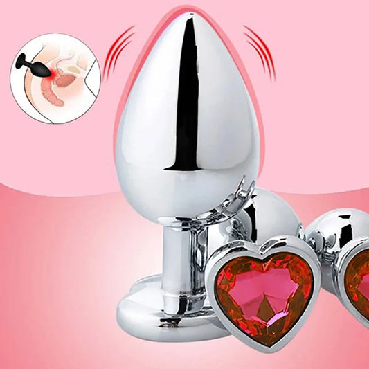 PU Diamond-Tip Metal Plug Set (S, M & L) – Sleek Weighty Anal Beginners’ Kit