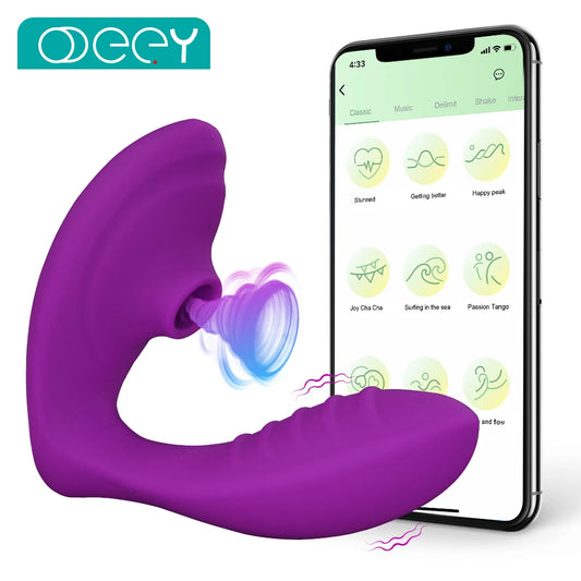 Bluetooth 20‑Mode Suction Vibrator – Wearable App-Controlled Clit & G‑Spot Sucker
